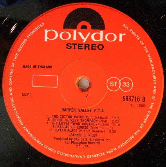 Jeannie C. Riley : Harper Valley P.T.A. (LP, Album)