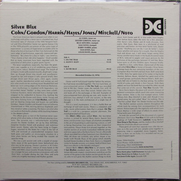 Al Cohn, Dexter Gordon, Barry Harris (2), Louis Hayes, Sam Jones, Blue Mitchell, Sam Noto : Silver Blue (LP, Album)