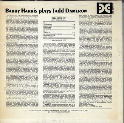 Barry Harris (2) : Barry Harris Plays Tadd Dameron (LP, Album)