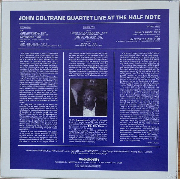 The John Coltrane Quartet : Live At The Half Note (3xLP, Comp + Box)