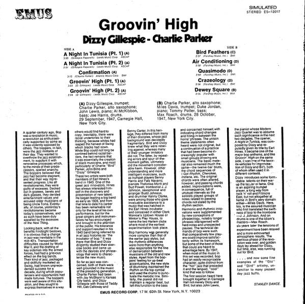 Dizzy Gillespie / Charlie Parker : Groovin' High (LP, Comp)
