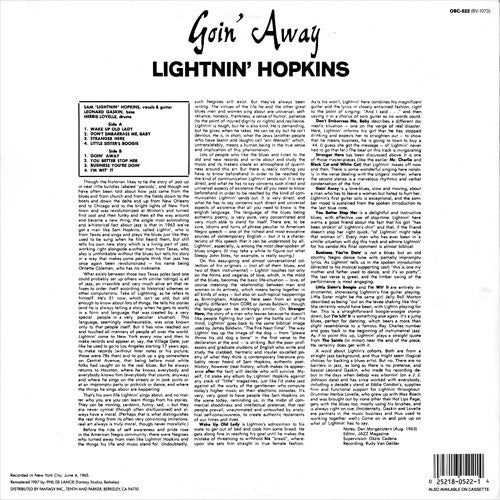 Lightnin' Hopkins : Goin' Away (LP, Album, RE, RM)