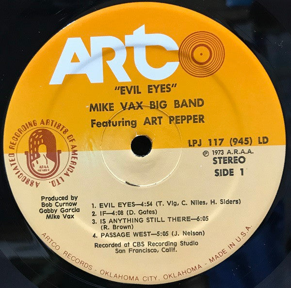 Mike Vax Big Band* Featuring Art Pepper : Evil Eyes (LP)