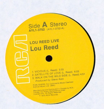 Lou Reed : Lou Reed Live (LP, Album, RE)
