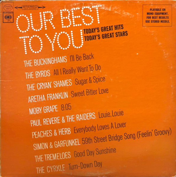 Various : Our Best To You: Today's Great Hits... Today's Great Stars (LP, Comp)