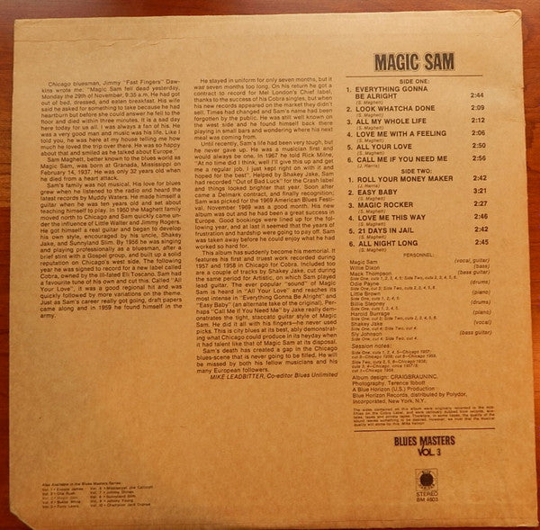 Magic Sam : Blues Masters  (LP, Comp, Ltd, RE)