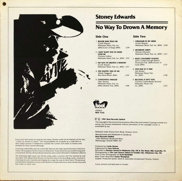 Stoney Edwards : No Way To Drown A Memory (LP, Album)