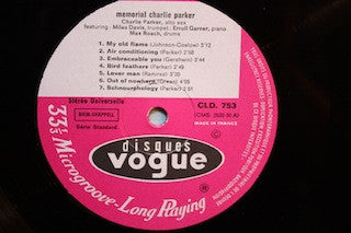 Charlie Parker : Memorial Charlie Parker (LP, Comp, RE)