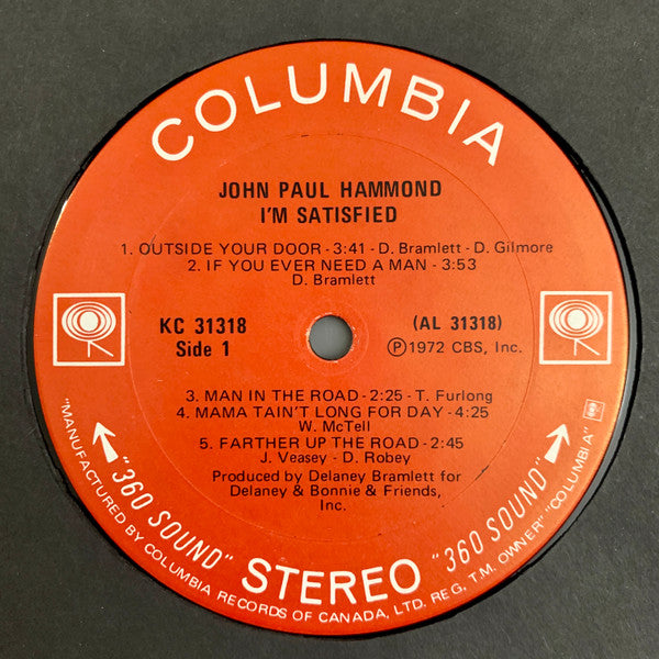 John Paul Hammond : I'm Satisfied (LP)