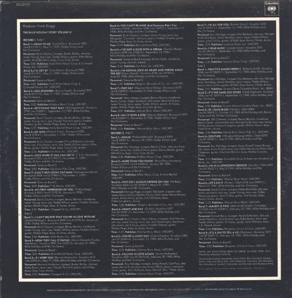 Billie Holiday : The Billie Holiday Story Volume III (2xLP, Album, Comp, Mono, RE)