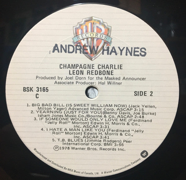 Leon Redbone : Champagne Charlie (LP, Album)
