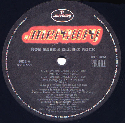 Rob Base & DJ E-Z Rock : Get On The Dance Floor (12")