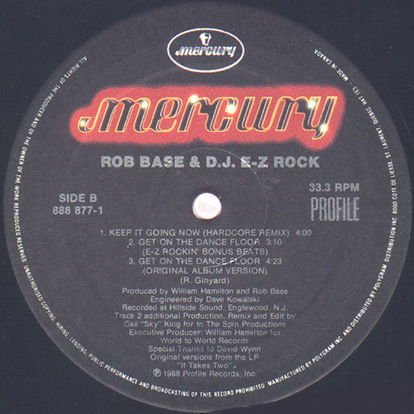 Rob Base & DJ E-Z Rock : Get On The Dance Floor (12")