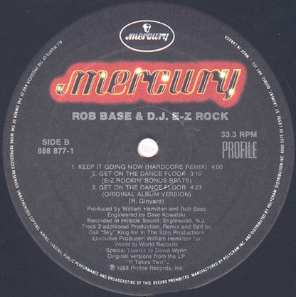 Rob Base & DJ E-Z Rock : Get On The Dance Floor (12")