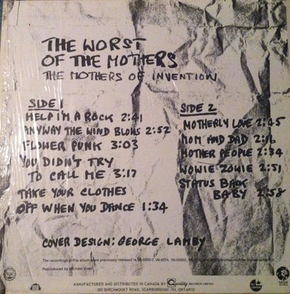 The Mothers Of Invention* : The Worst Of The Mothers (LP, Comp)