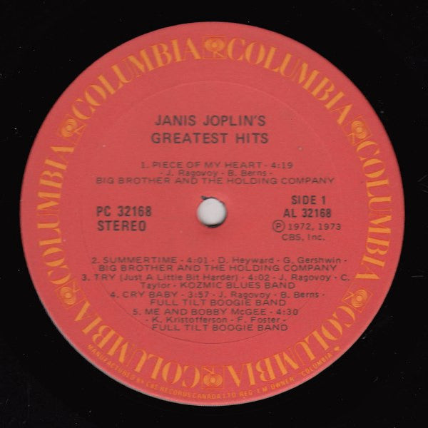 Janis Joplin : Janis Joplin's Greatest Hits (LP, Comp, RE)