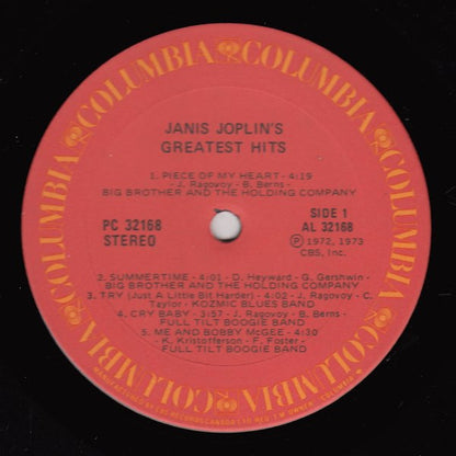 Janis Joplin : Janis Joplin's Greatest Hits (LP, Comp, RE)