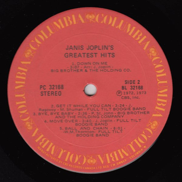 Janis Joplin : Janis Joplin's Greatest Hits (LP, Comp, RE)
