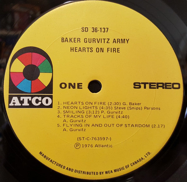 Baker Gurvitz Army : Hearts On Fire (LP, Album)