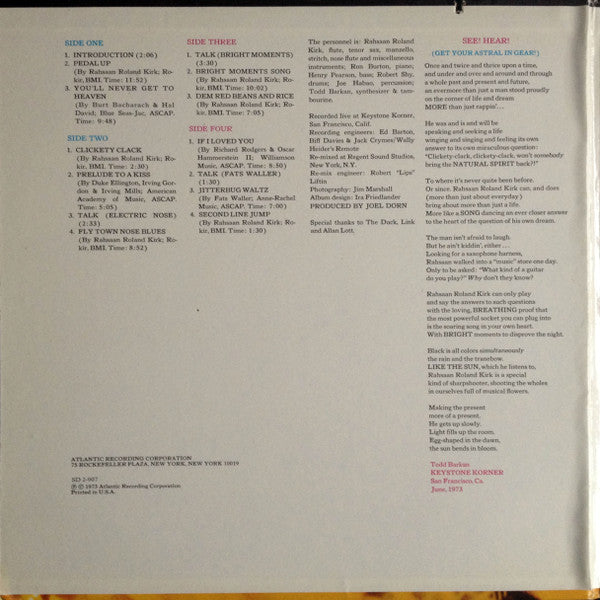 Rahsaan Roland Kirk* : Bright Moments (2xLP, Album, Gat)