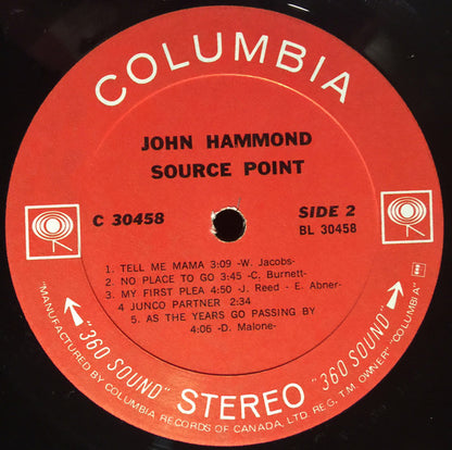 John Hammond* : Source Point (LP, Album)