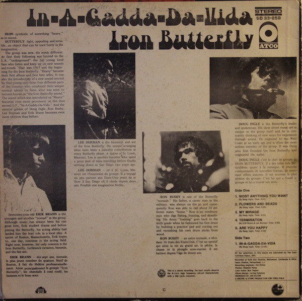 Iron Butterfly : In-A-Gadda-Da-Vida (LP, Album)