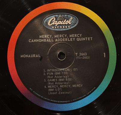 The Cannonball Adderley Quintet : Mercy, Mercy, Mercy! - Live At "The Club" (LP, Album, Mono)