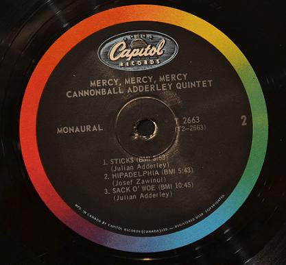 The Cannonball Adderley Quintet : Mercy, Mercy, Mercy! - Live At "The Club" (LP, Album, Mono)