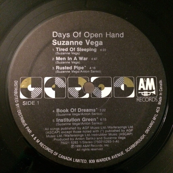 Suzanne Vega : Days Of Open Hand (LP, Album)