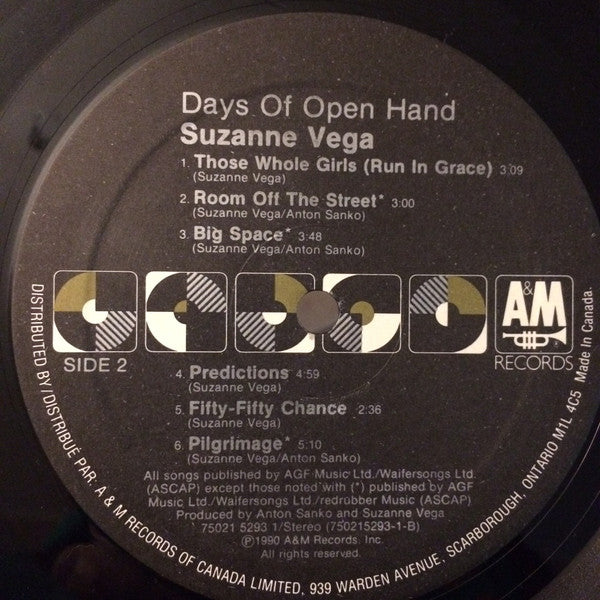 Suzanne Vega : Days Of Open Hand (LP, Album)