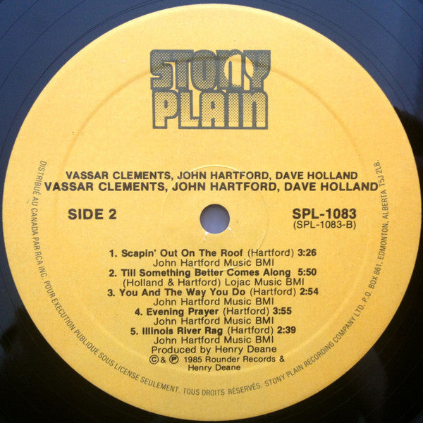 Vassar Clements, John Hartford, Dave Holland : Vassar Clements, John Hartford, Dave Holland (LP, Album)