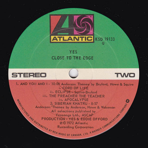 Yes : Close To The Edge (LP, Album, RE, Qua)