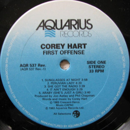 Corey Hart : First Offense (LP, Album, RE)