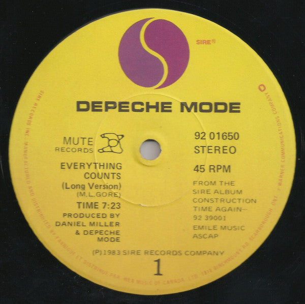 Depeche Mode : Everything Counts (In Larger Amounts) (12", Maxi)