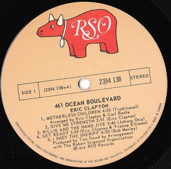 Eric Clapton : 461 Ocean Boulevard (LP, Album, Gat)