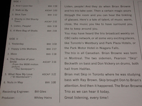 The Brian Browne Trio* : Listen, People! (LP)