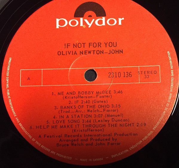 Olivia Newton-John : If Not For You (LP, Album)