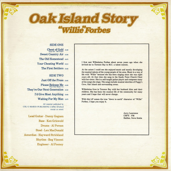 Willie Forbes* : Oak Island Story (LP)