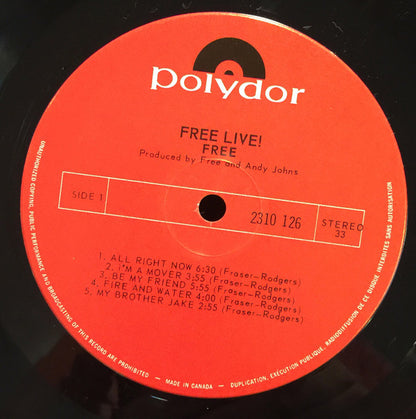 Free : Free Live (LP, Album)