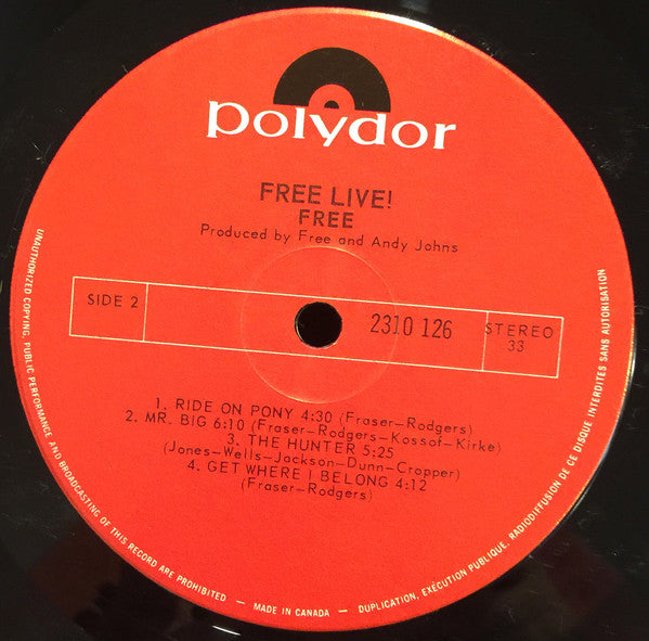 Free : Free Live (LP, Album)