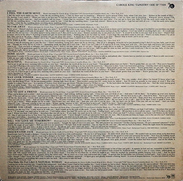 Carole King : Tapestry (LP, Album, Gat)