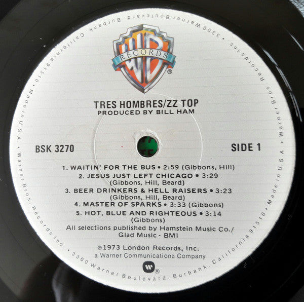 ZZ Top : Tres Hombres (LP, Album, RE, Gat)