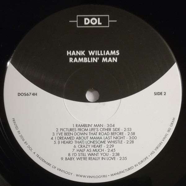 Hank Williams : Ramblin' Man (LP, Album, RE, 180)