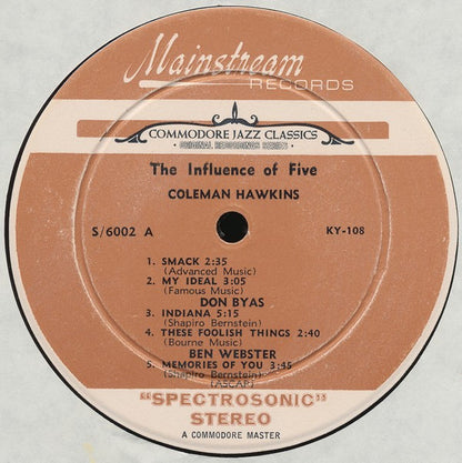 Coleman Hawkins, Lester Young, Ben Webster, Don Byas, Leon "Chu" Berry : The Influence Of Five (LP, Comp)