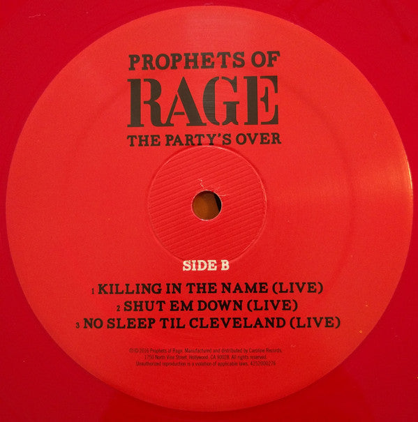 Prophets Of Rage (6) : The Party's Over (12", EP, RSD, Ltd, Num, Red)