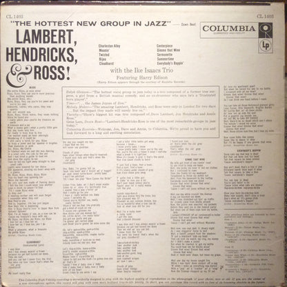 Lambert, Hendricks & Ross with The Ike Isaacs Trio featuring Harry Edison : The Hottest New Group In Jazz (LP, Album, Mono)