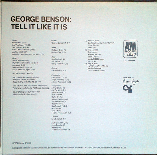 George Benson : Tell It Like It Is (LP, Album, RE, Gat)
