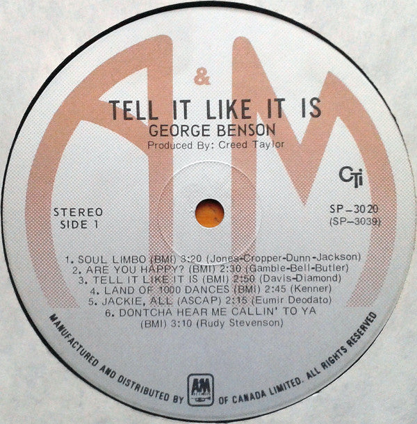 George Benson : Tell It Like It Is (LP, Album, RE, Gat)