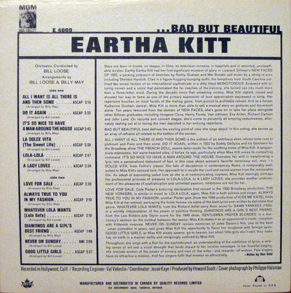 Eartha Kitt : Bad But Beautiful (LP, Album, Mono)