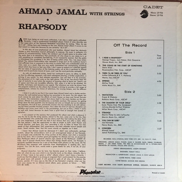 Ahmad Jamal : Rhapsody (LP, Album)